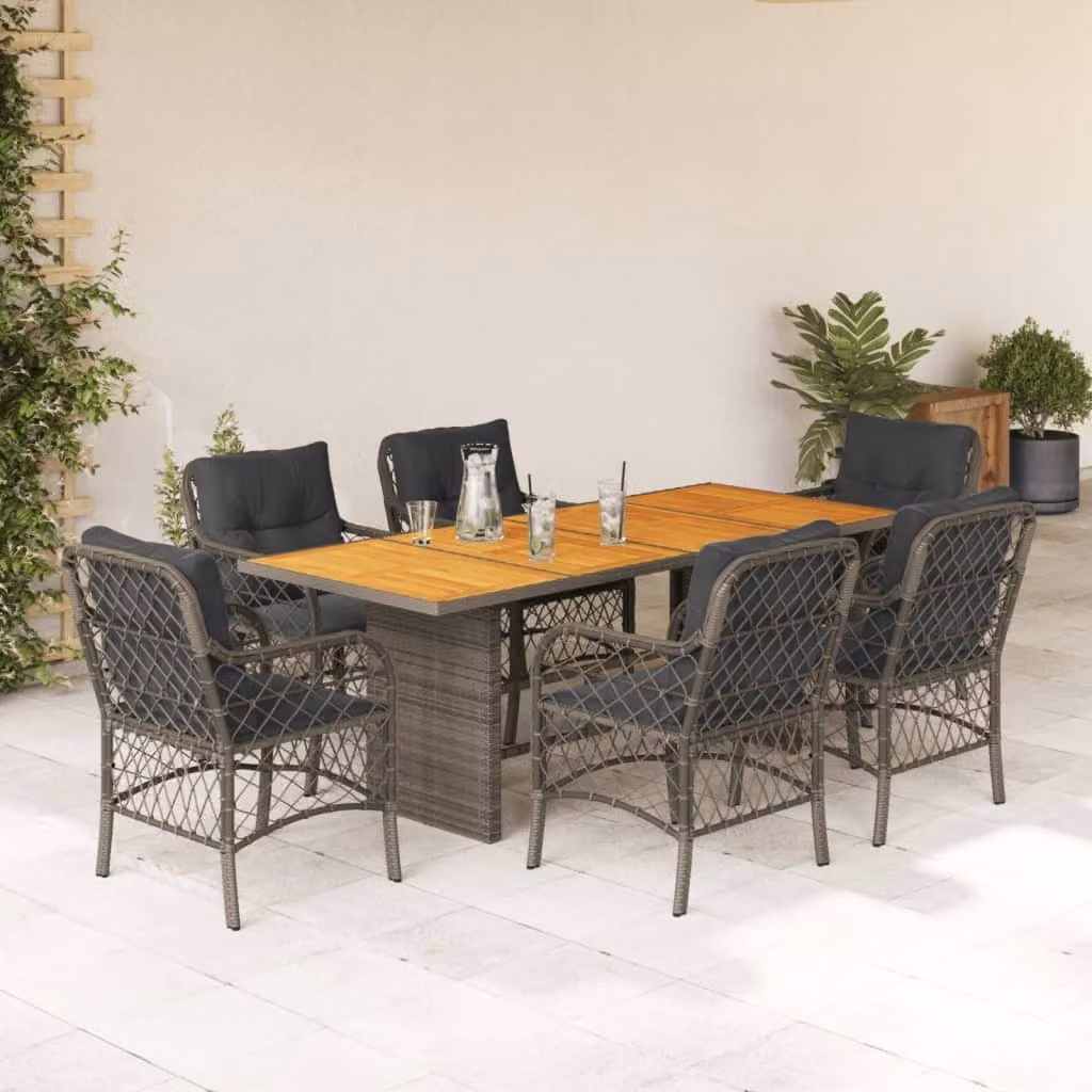 Maison Exclusive - Set da pranzo da giardino 7 pezzi con cuscini grigio in polyrattan