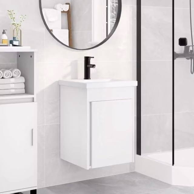 Mobile bagno moderno vidaXL bianco con rubinetto L: 42 cm, P: 40 cm, H: 74,5 cm