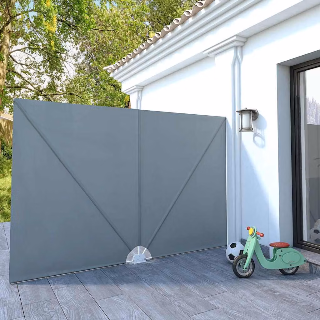 vidaXL Tenda Laterale Pieghevole per Terrazza in Poliestere e Acciaio, Grigio, L 300 cm x H 200 cm