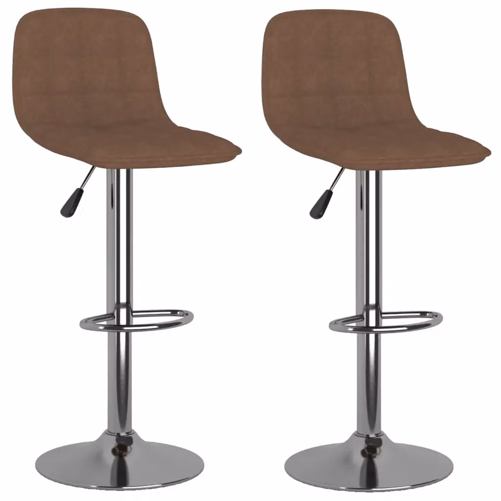 Set di 2 sgabelli da bar vidaXL marroni in tessuto con base girevole a 360 gradi – 2