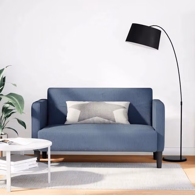 Divano Divanetto-Sofa Blu 109 cm Tessuto di Velluto a Coste
