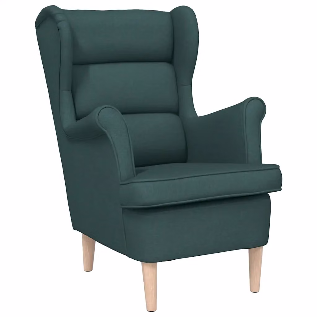 Poltrona moderna vidaXL in tessuto verde con braccioli e struttura in legno, L: 74 cm, P: 84 cm, H: 100 cm – 2