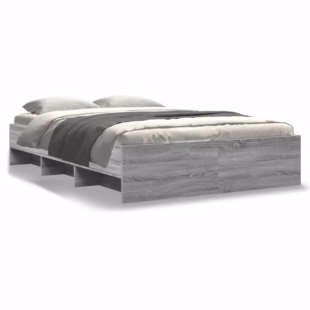 Letto matrimoniale moderno vidaXL in legno multistrato grigio L: 140 cm, P: 200 cm, H: 35 cm – 2