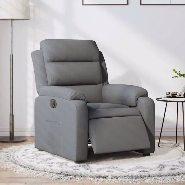 Poltrona Elettrica Reclinabile-Divano Sedia Grigio Scuro in Tessuto 364512