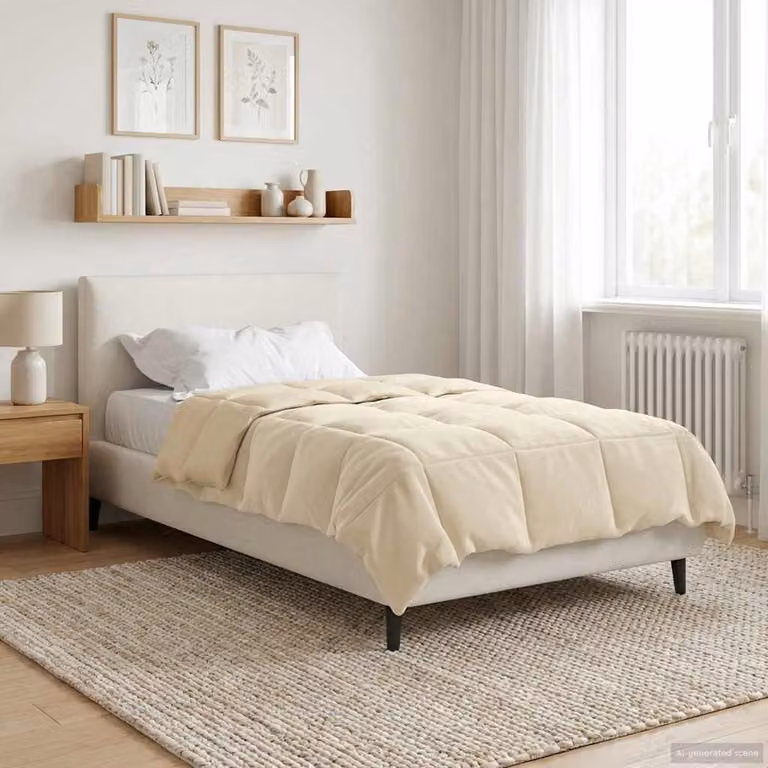 Piumino estivo vidaXL in microfibra traspirante e reversibile, colore beige, 155 x 200 cm