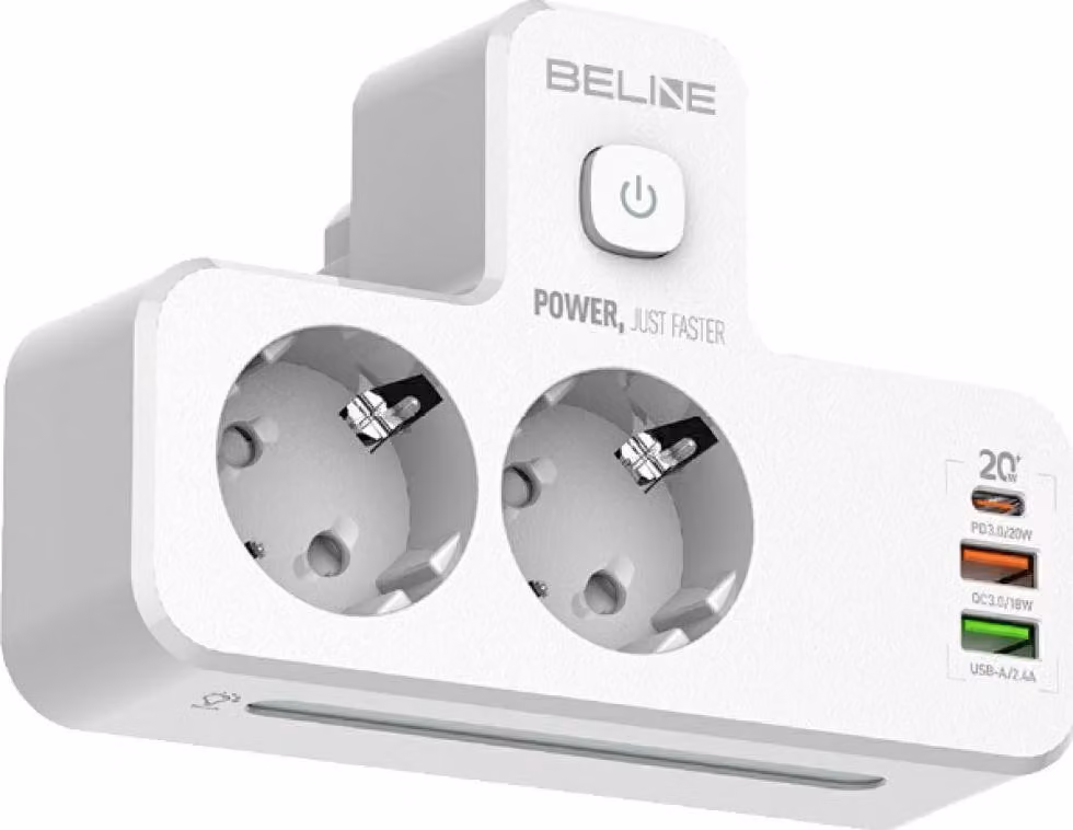 Beline ciabatta elettrica con illuminazione a Led 2Xusb-A/Usb-C/2Xac Bianco