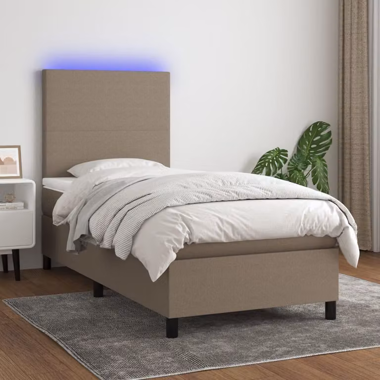 Maison Exclusive - Letto a Molle con Materasso e LED Tortora 90x190 cm in Tessuto
