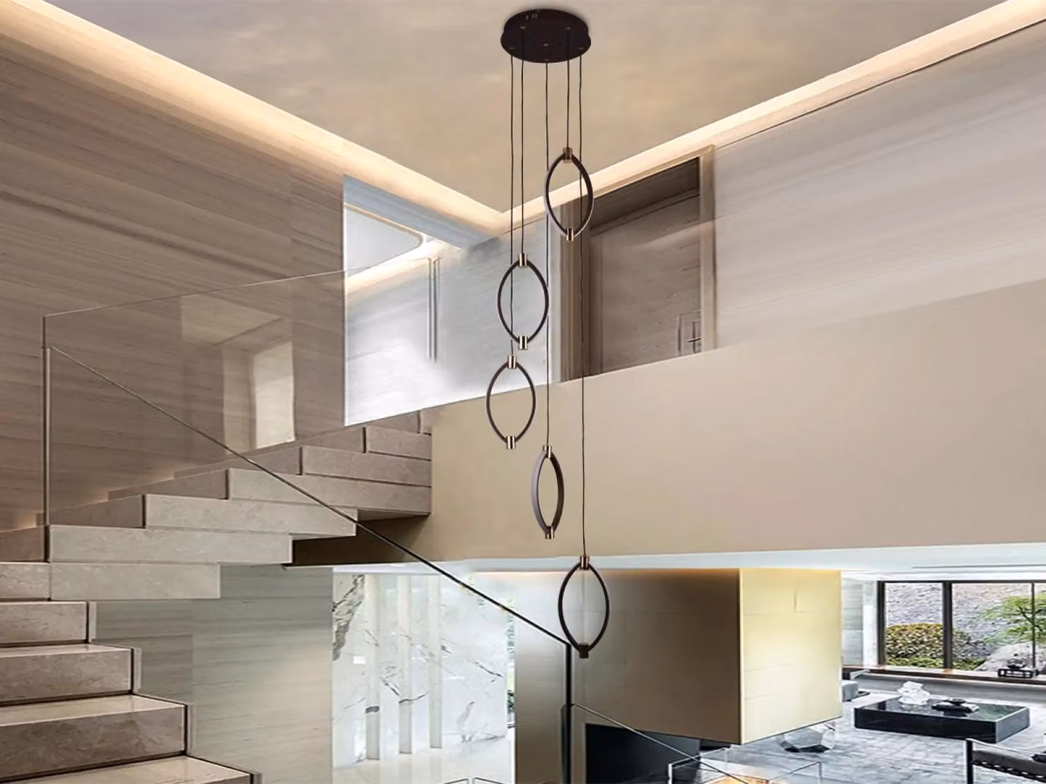 Lampada a sospensione LED con telecomando, 70W - Modello J4349/BR