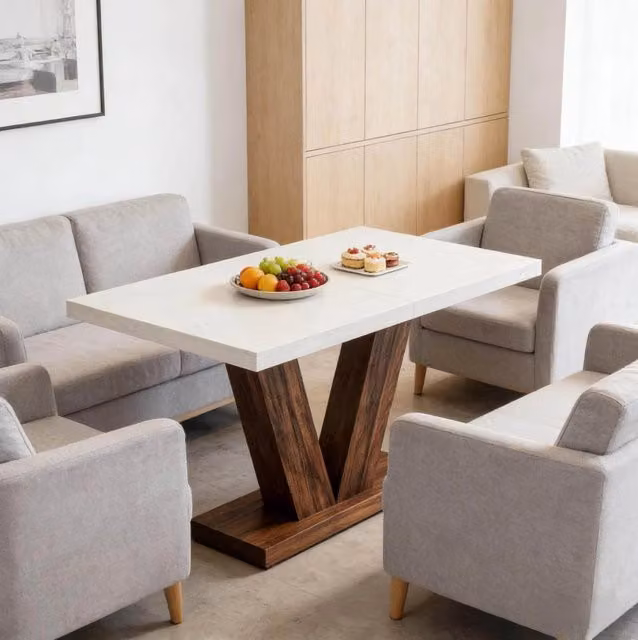 Tavolo da pranzo rettangolare in legno 120 x 80 x 75 cm marrone rustico e bianco