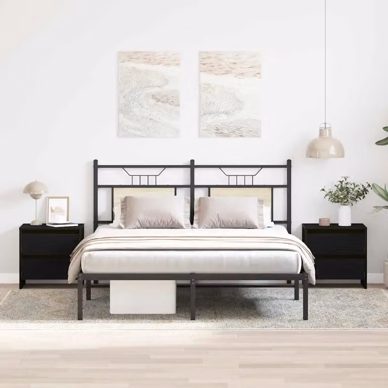 Set di 2 Armadi da Notte vidaXL in Rovere Nero, L 45 cm x P 34 cm x H 44,5 cm