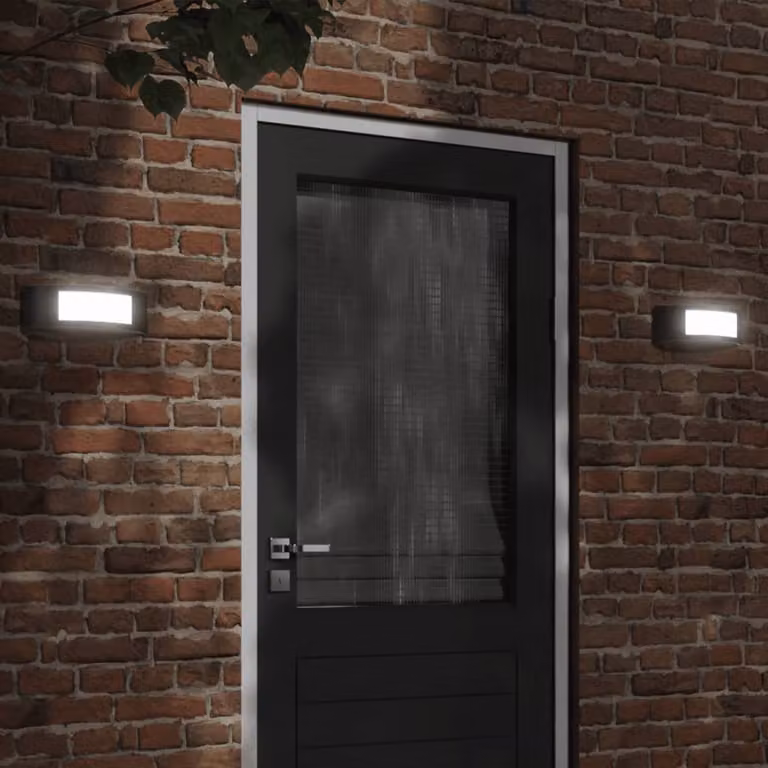 Set di 2 applique da esterno vidaXL nere in acciaio inossidabile con montaggio a parete e illuminazione up/down per giardino