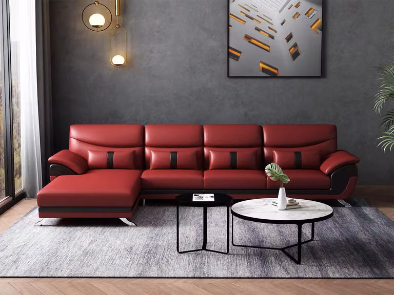 Design Wohnzimmer Lederpolster Ecksofa Eckcouch Couch Sofa L-Form Wohnlandschaft