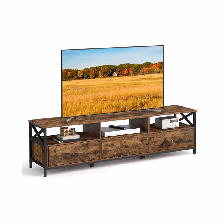Mobile TV per Televisore Fino a 65 Pollici | VASAGLE, Marrone Vintage+Nero / 178 x 40 x 50 cm