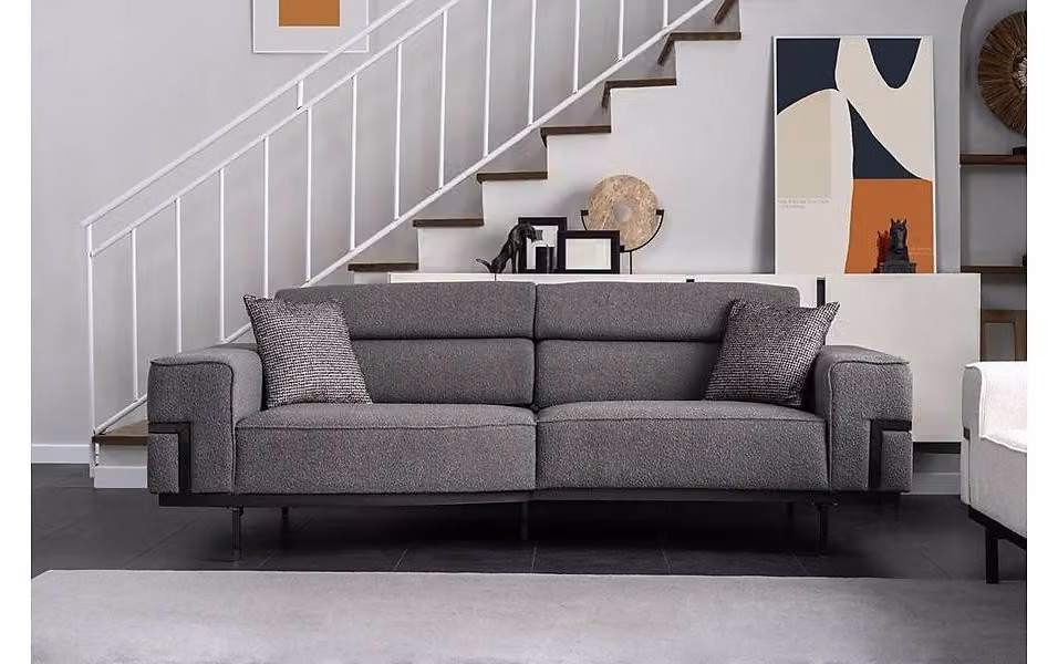 Moderner Grauer Polster Dreisitzer Komfortable Wohnzimmer Couch 3-Sitzer