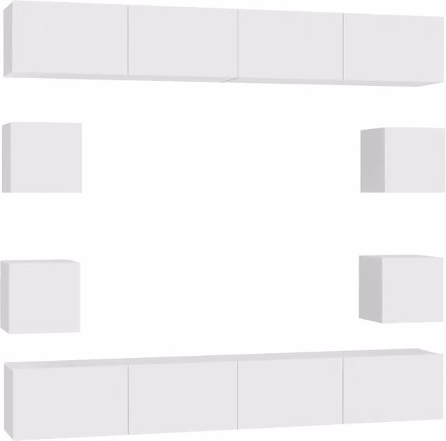 Set Mobili Porta TV 8 pz | Armadietto TV | Mobile Porta TV Bianco in Legno Multistrato