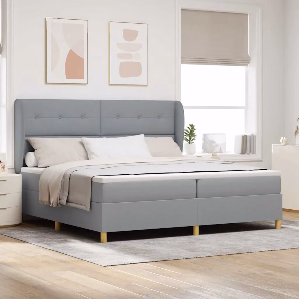 Letto ibrido con testiera vidaXL in tessuto grigio L: 200 cm, P: 200 cm, H: 203 cm