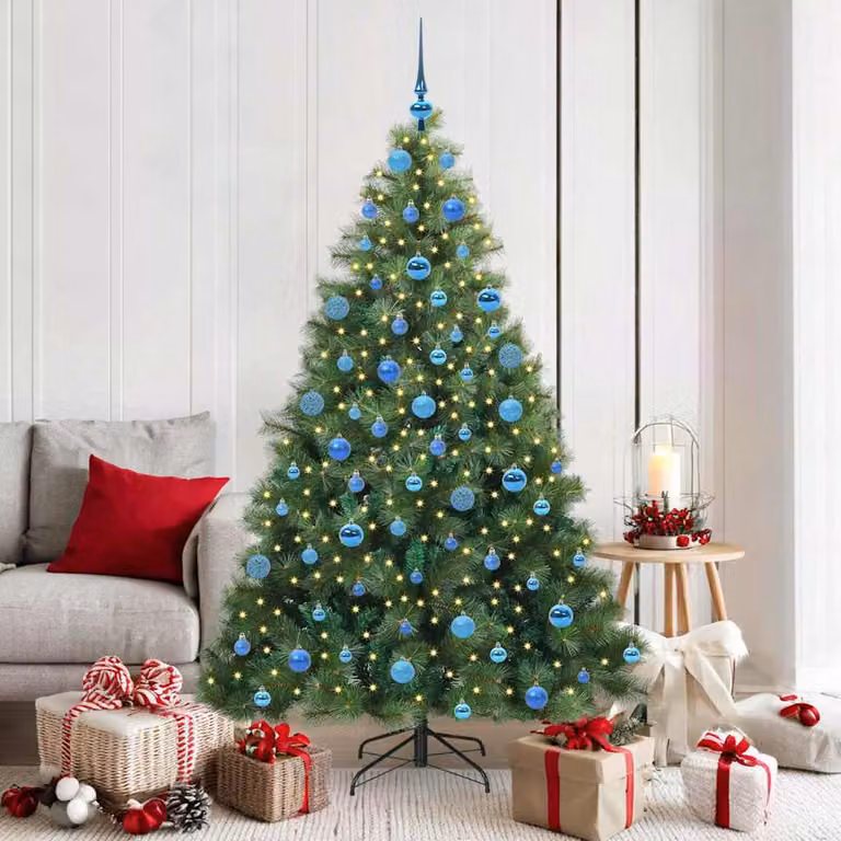 Albero di Natale artificiale moderno vidaXL verde con 300 LED luce bianca calda in PE e PVC, Altezza: 180 cm