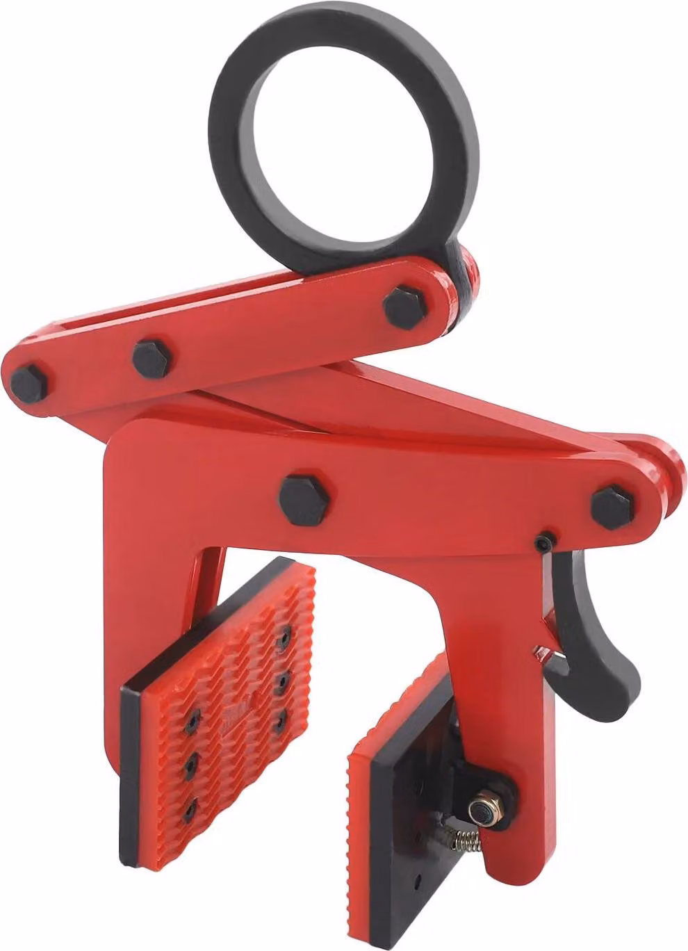 Morsetto per sollevamento lastre - Morsetto verticale regolabile per pietra - Capacità di carico 390 kg - Occhiello di sollevamento - Per gru mobili - Per granito e marmo - Rosso