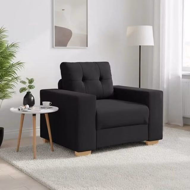 Poltrona Lounge Moderna vidaXL in Tessuto Nero con Braccioli L/P/H: 100 x 78 x 80 cm