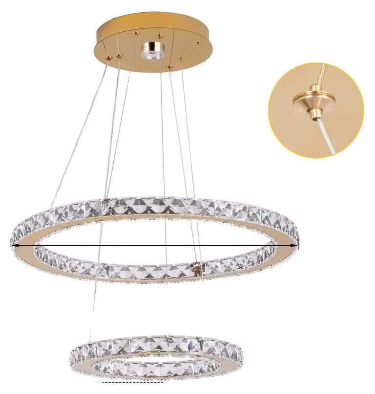 Lampadario, materiale in cristallo, design a basso consumo energetico, modello 35JS-WJ, telecomando dimmerabile