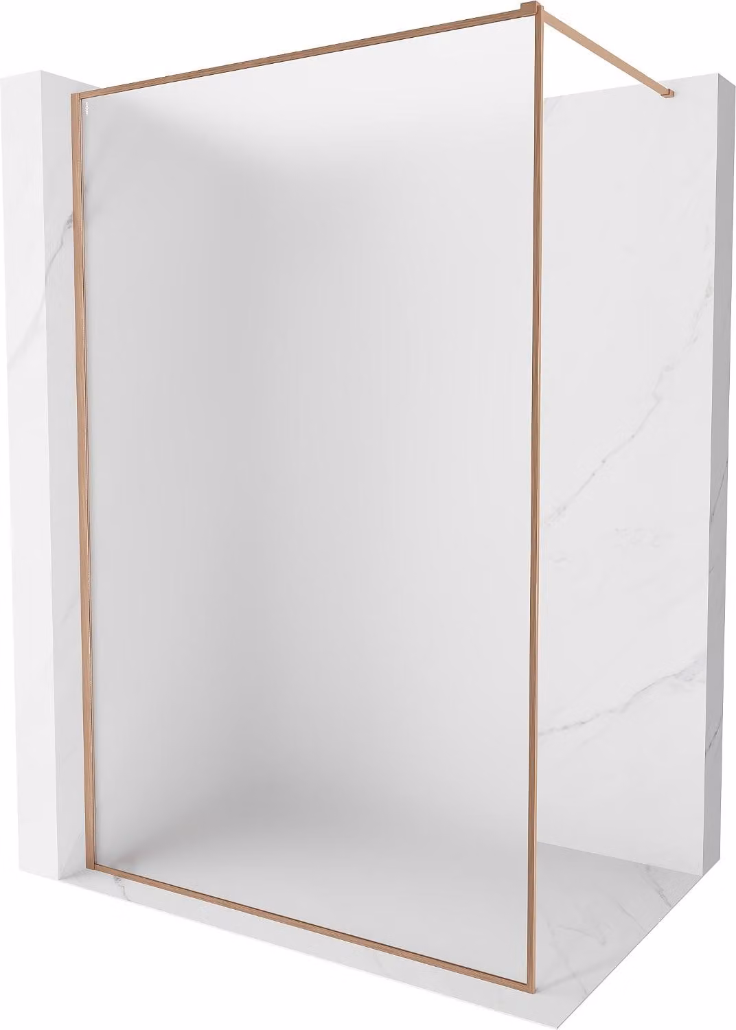 Mexen Kioto-XF pannello doccia Walk-in con cornice 150 x 202 cm, brina 10 mm, rame spazzolato - 800-150-104-65-30-X
