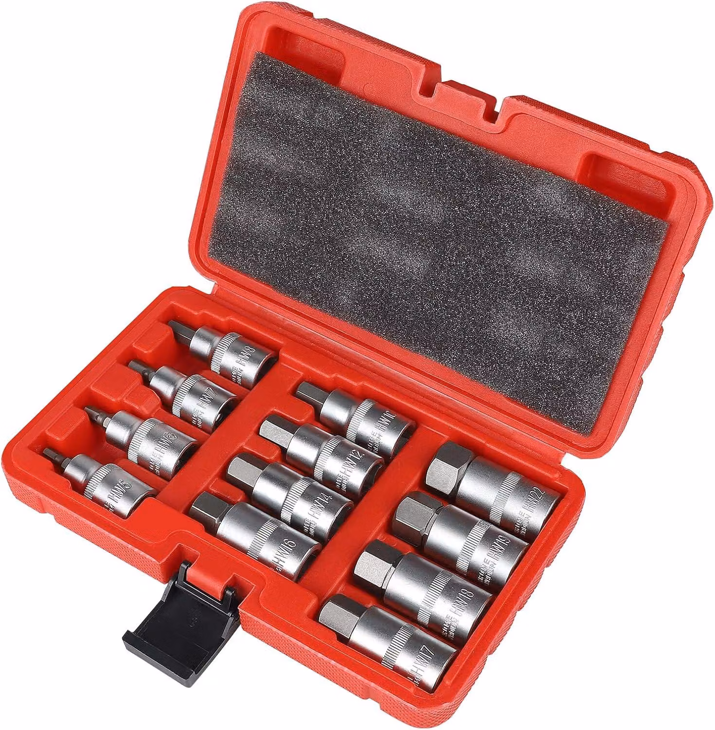 Set di chiavi a bussola, 12 pezzi, 1/2 pollice, da 5 a 22 mm, in acciaio cromo-vanadio, con custodia, per uso professionale