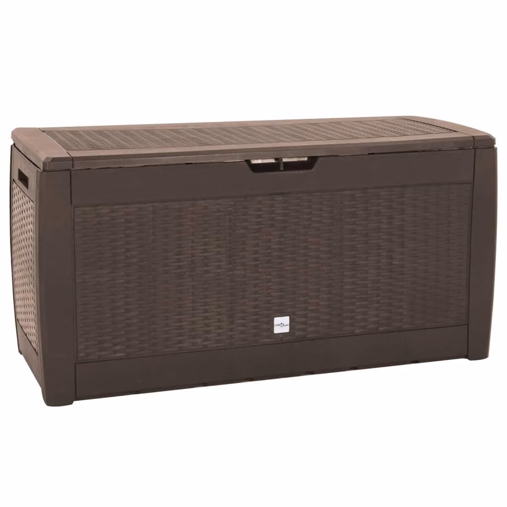 vidaXL Cassetta da giardino marrone 119x48x60 cm in polipropilene - Cassetta portaoggetti - Cassetta porta attrezzi - Cassetta porta attrezzi