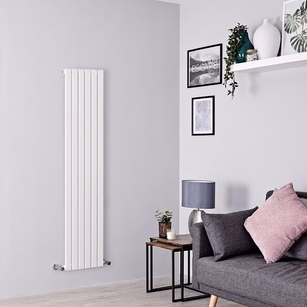 Radiatore Verticale Design Bianco 1600x354mm 680W - Slim salvaspazio - Stile Moderno - Sloane