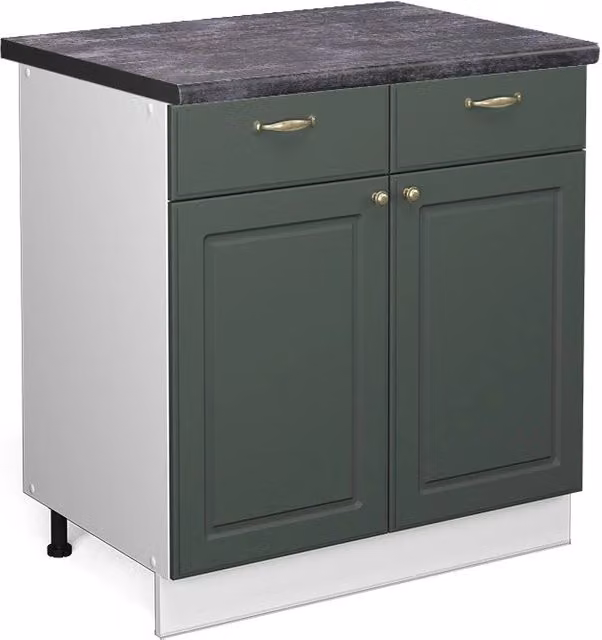 Mobiletto base per cucina Fame-Line Verde-oro rustico/Bianco 80 cm, PL Antracite Vicco