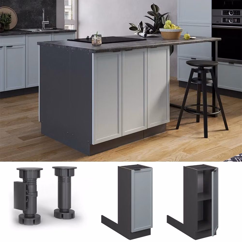 Isola cucina Vicco Fame-Line Blu-grigio chiaro/Antracite senza piano di lavoro L: 30 cm – 2