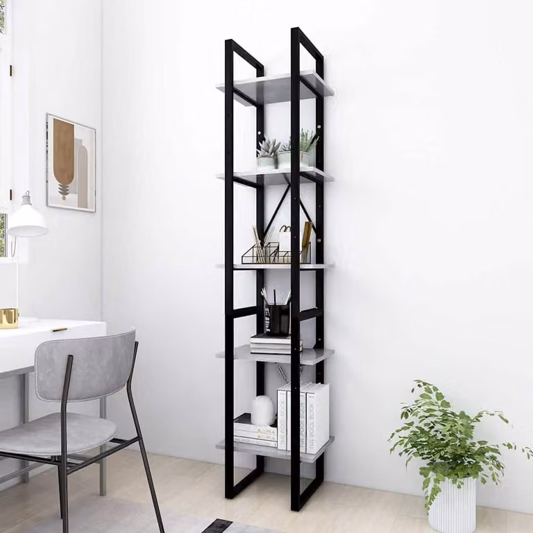 Libreria Industrial in Stile Loft vidaXL Grigia con Ripiani in Legno e Metallo L: 40 cm, P: 30 cm, H: 105 cm