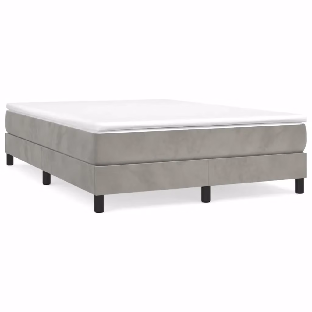 Letto a molle ibrido vidaXL con materasso in velluto grigio chiaro e bianco L/P/H: 200 x 140 x 25 cm – 2