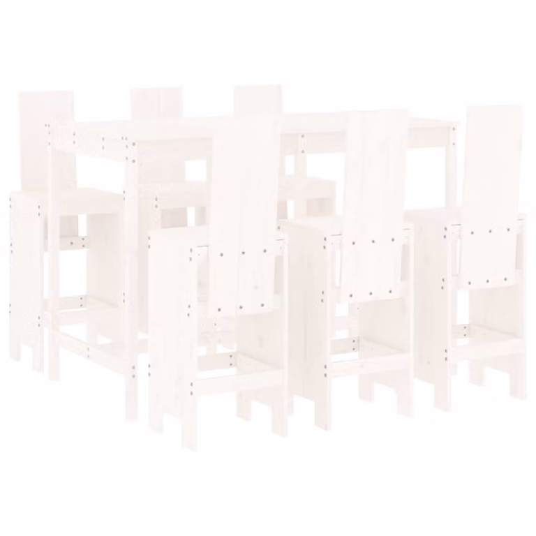 Set Bar da Giardino 7 pz Bianco in Legno Massello di Pino
