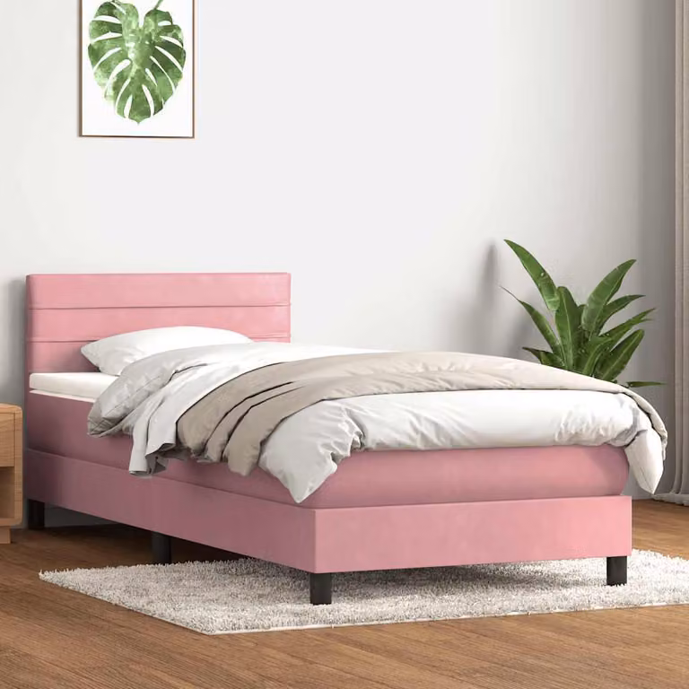 Maison Exclusive - Giroletto a Molle con Materasso Rosa 80x220 cm Velluto