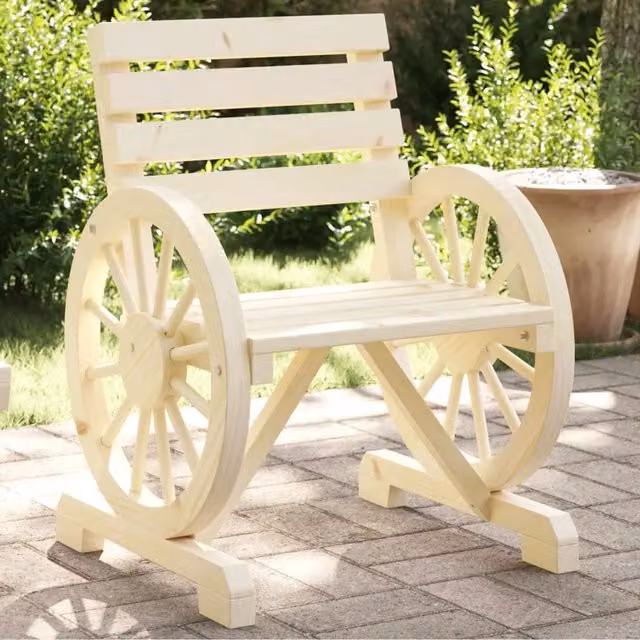 Set di 4 sedie da giardino vidaXL in legno massello di abete beige con braccioli