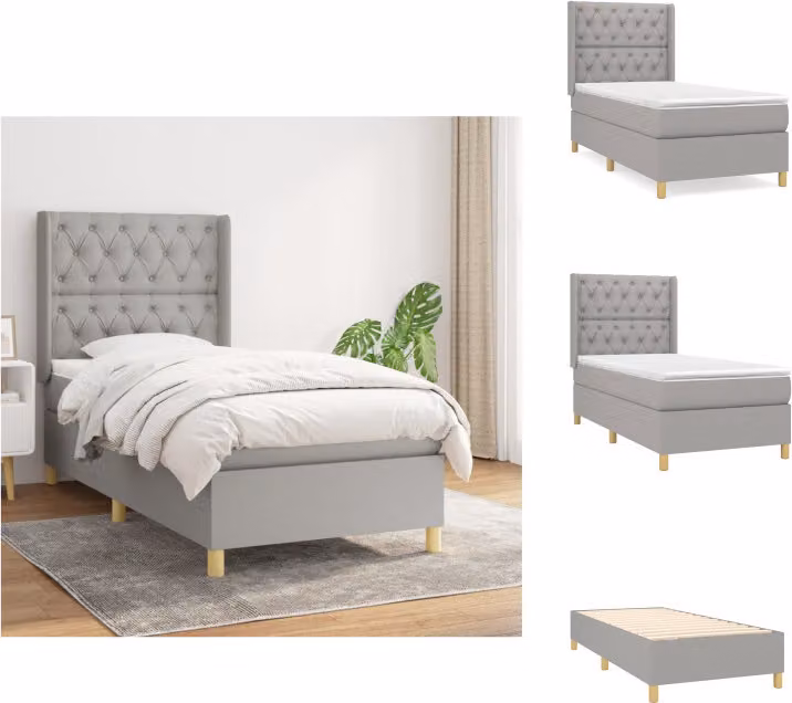 vidaXL Letto a molle con materasso grigio chiaro 80x200 cm in tessuto - Letti & strutture letto