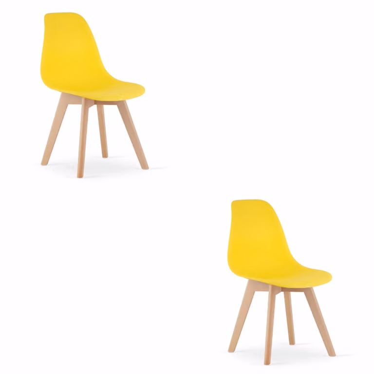 Sedia KITO, colore giallo / gambe in legno naturale, quantità 2