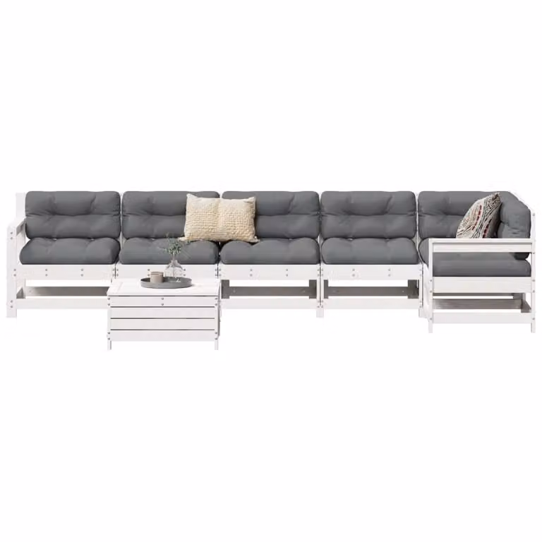 Maison Exclusive - Set Divani da Giardino 7 pz Bianco in Legno Massello di Pino