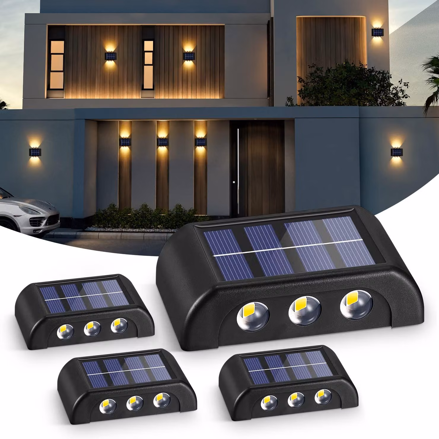 Lampade solari per esterni, confezione da 4, luce bianco caldo, grado di protezione IP65 (resistenti all'acqua)