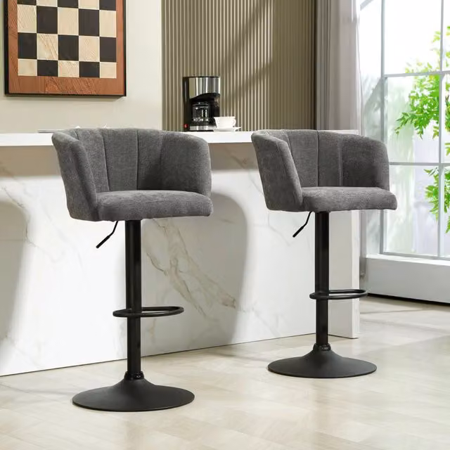 Set da 2 sgabelli alti girevoli REDOM grigio, L: 59 cm, P: 53 cm, H: 89-110 cm