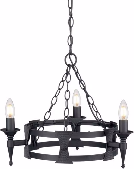 Lampadario nero Saxon in acciaio 3xE14 60W Elstead