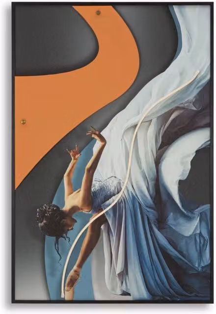 Stampa su Tela DANCER con LED integrati - Quadro Moderno 3D con Applicazioni in Acrilico, Dimensioni 60x3,5x90 cm, Stile Metropolitano - MODEN