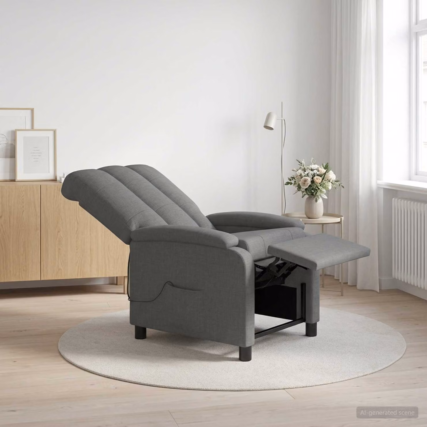 vidaXL Poltrona Relax Moderna in Tessuto Grigio con Braccioli