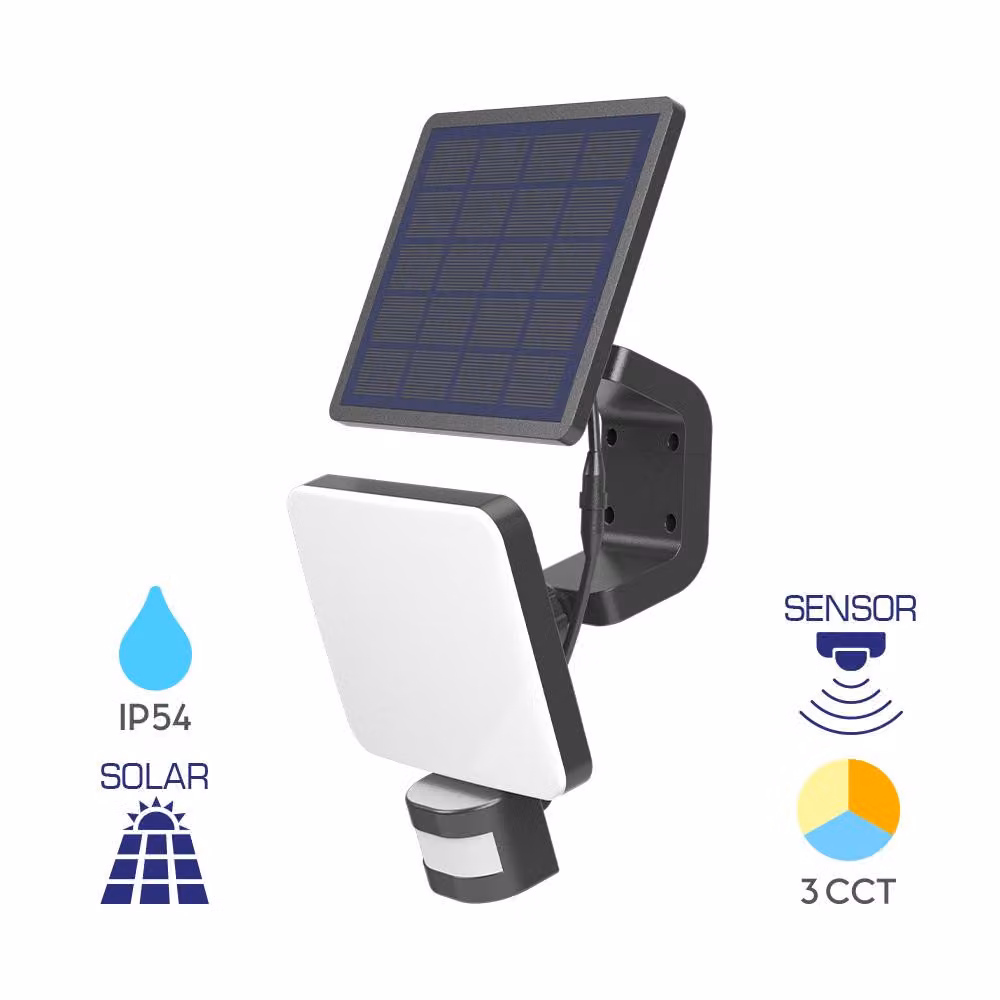 Braytron Solar: applique a LED da esterno da 15 W e 1500 lm con sensore di movimento, 3 tonalità di luce (calda/neutra/fredda), lampada da esterno wireless, resistente alle intemperie