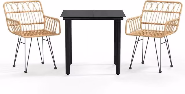 Set da Pranzo da Giardino 3 pz | Set Salotto da Giardino in Polyrattan