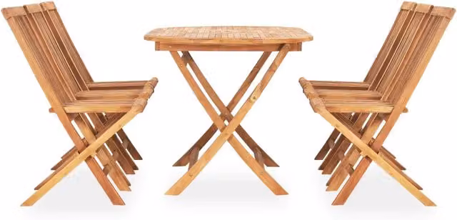 Set da pranzo da giardino vidaXL in legno di teak marrone composto da 7 pezzi con tavolo pieghevole