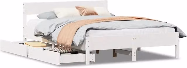 Letto matrimoniale | Letto per adulti | Letto senza Materasso Bianco 140x190 cm Legno Massello di Pino