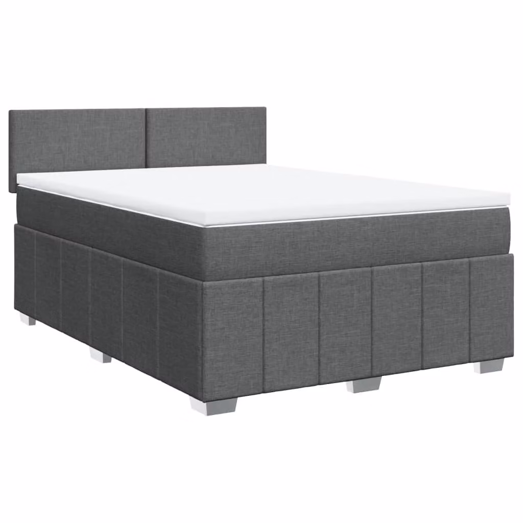 Giroletto a Molle con Materasso Grigio Scuro 140x190 cm Tessuto