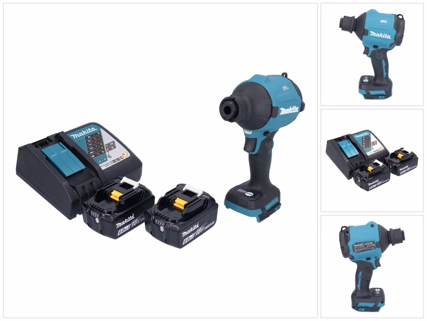 Soffiatore a batteria Makita DAS180RG 18V Brushless + 2x batterie 6.0Ah + caricabatterie