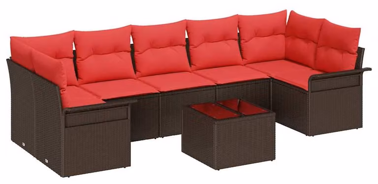 Set Divano da Giardino 8 pcs Marrone polyrattan